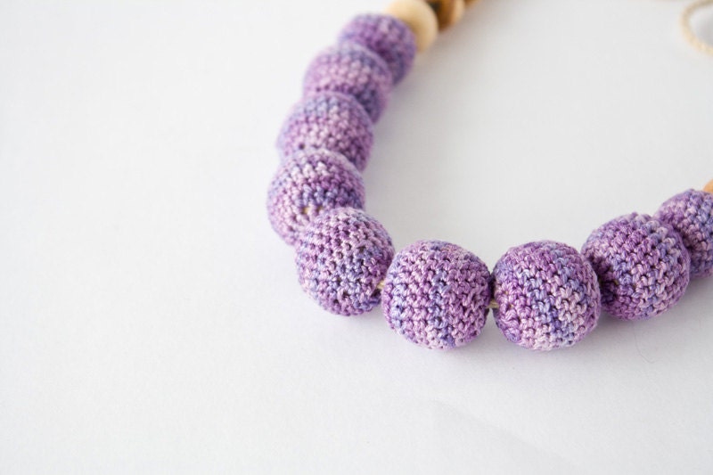 Purple Mist Breastfeeding / Babywearing Necklace - Nursing Necklace, Baby Shower Gift, Crochet Teether, for mom to wear