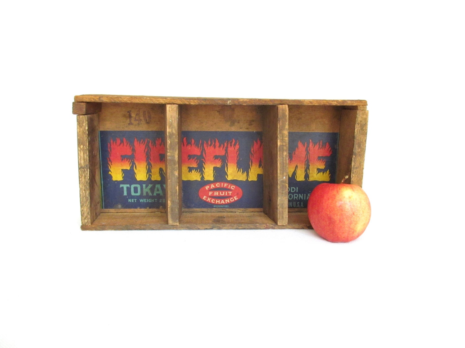 Vintage Divided Wood Box Crate
