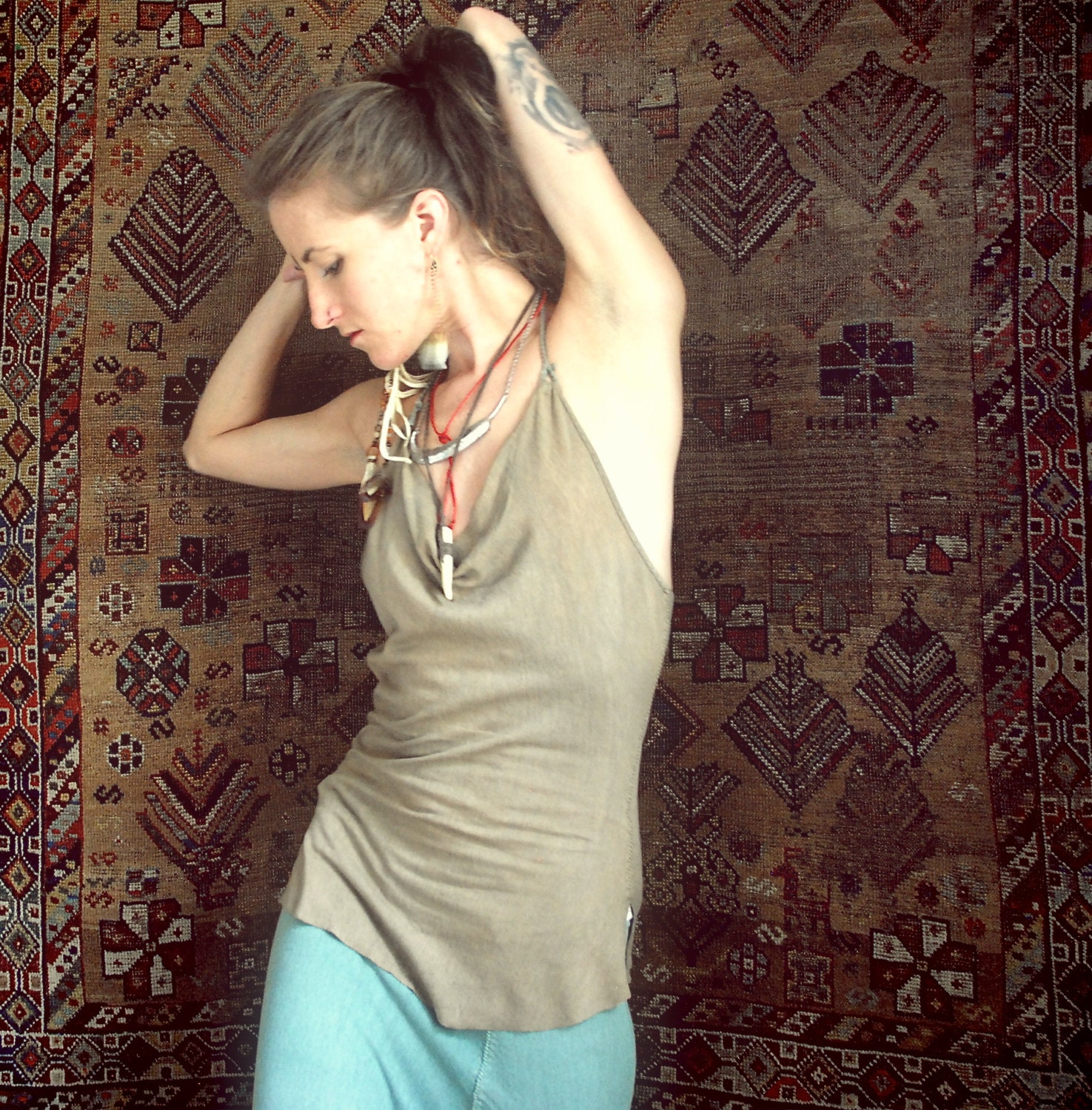 nasima halter top. organic bamboo hemp blend. choose your hand dyed color. 'made to order'