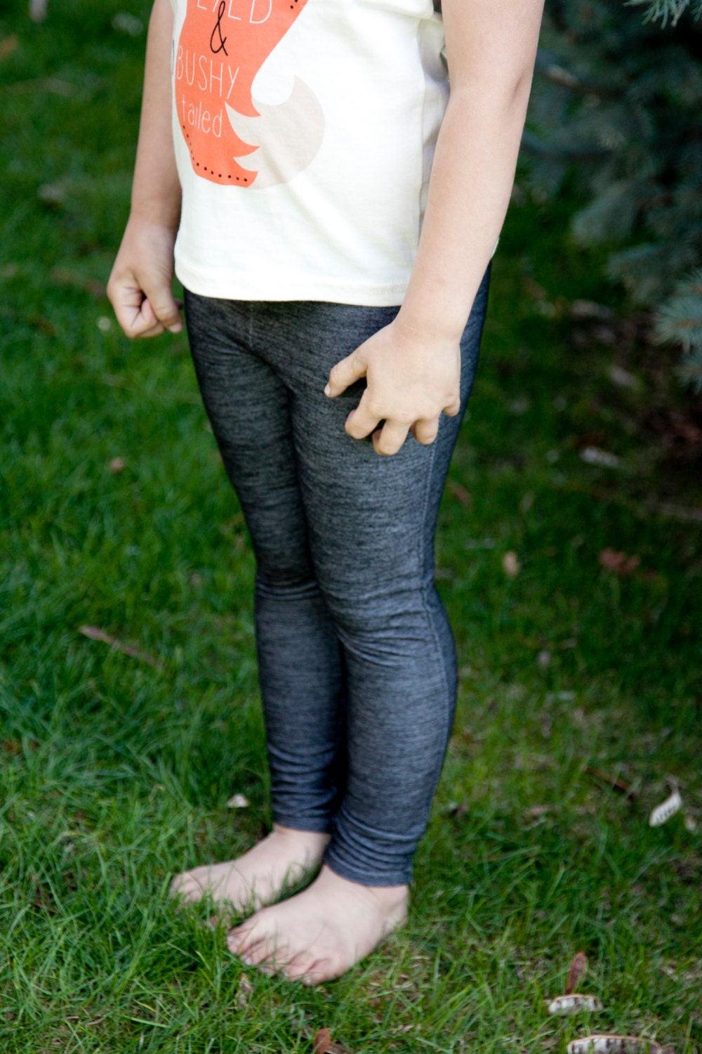 Leggings, Girl's Faux-denim Stretch Pants, Knit Leggings