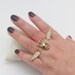 Two finger ring, Goth, Angel winged skull  ring, skull ring, Gothic, Golden skull ring,
