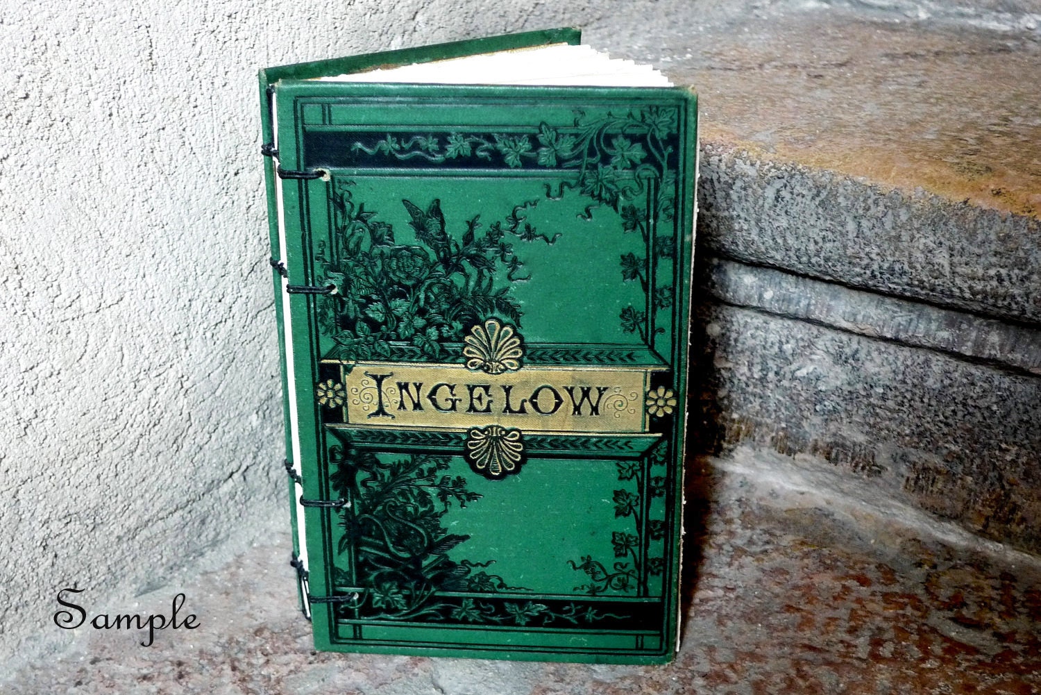 Personalized Guestbook, Unique Wedding Guestbook, Emerald Vintage Sign In Book, Upcycled, Custom Made by Spellbinderie