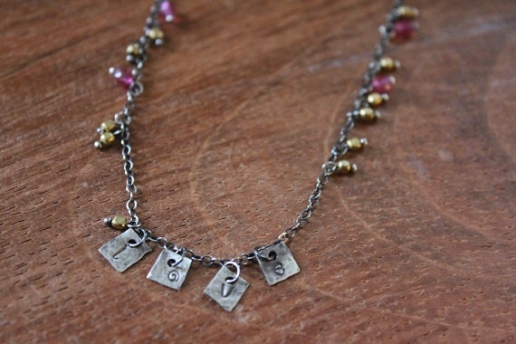 Love necklace, Valentine's Day love necklace, Garnet necklace with silver, Romantic jewelry, Silver love necklace