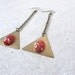 Brass Earrings, Geometric, Dangle, Vintage Cabochons