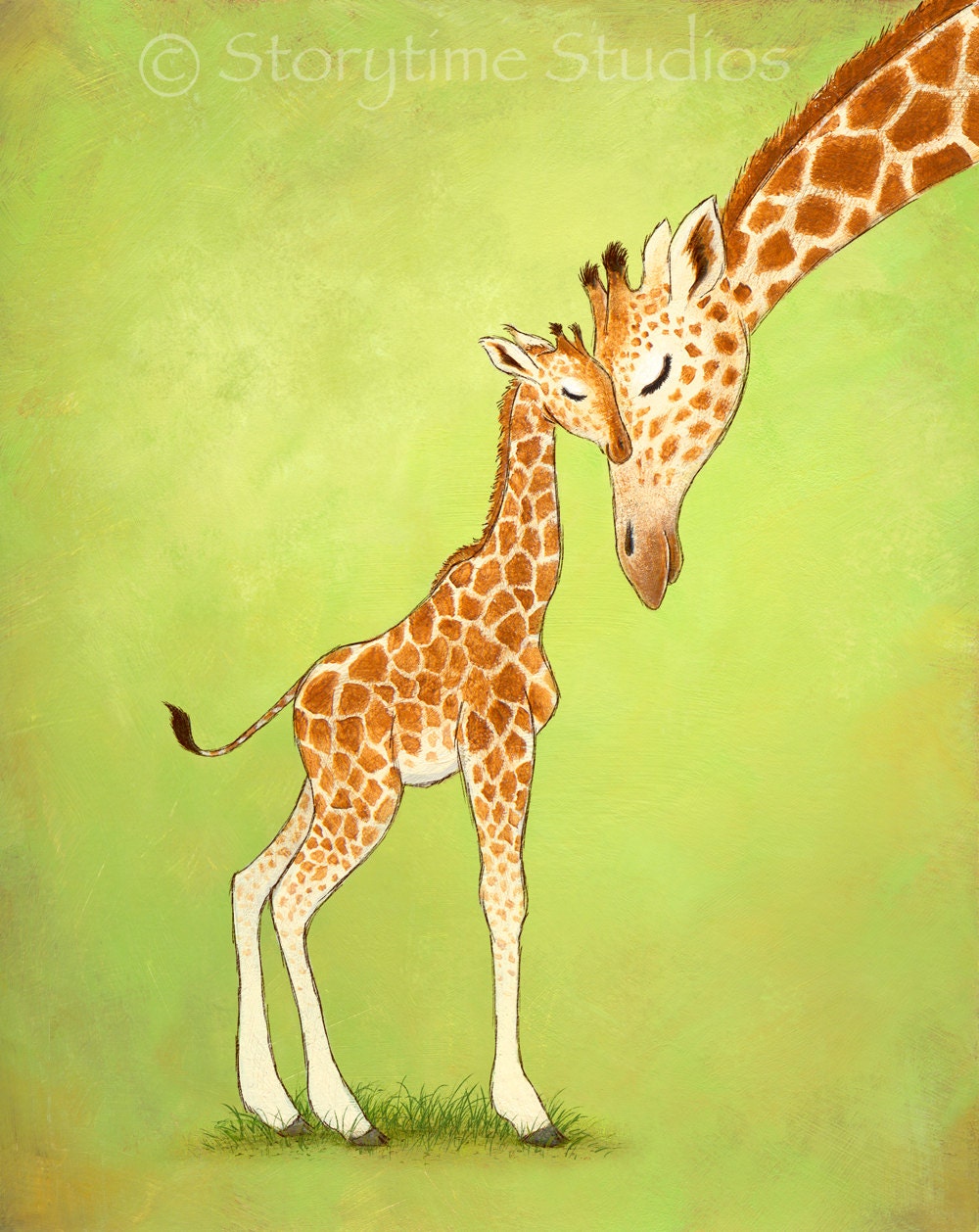 Nursery Art Print Giraffe - Children's Kids Baby Room Decor - Giraffes, Baby Mine Collection - 8x10