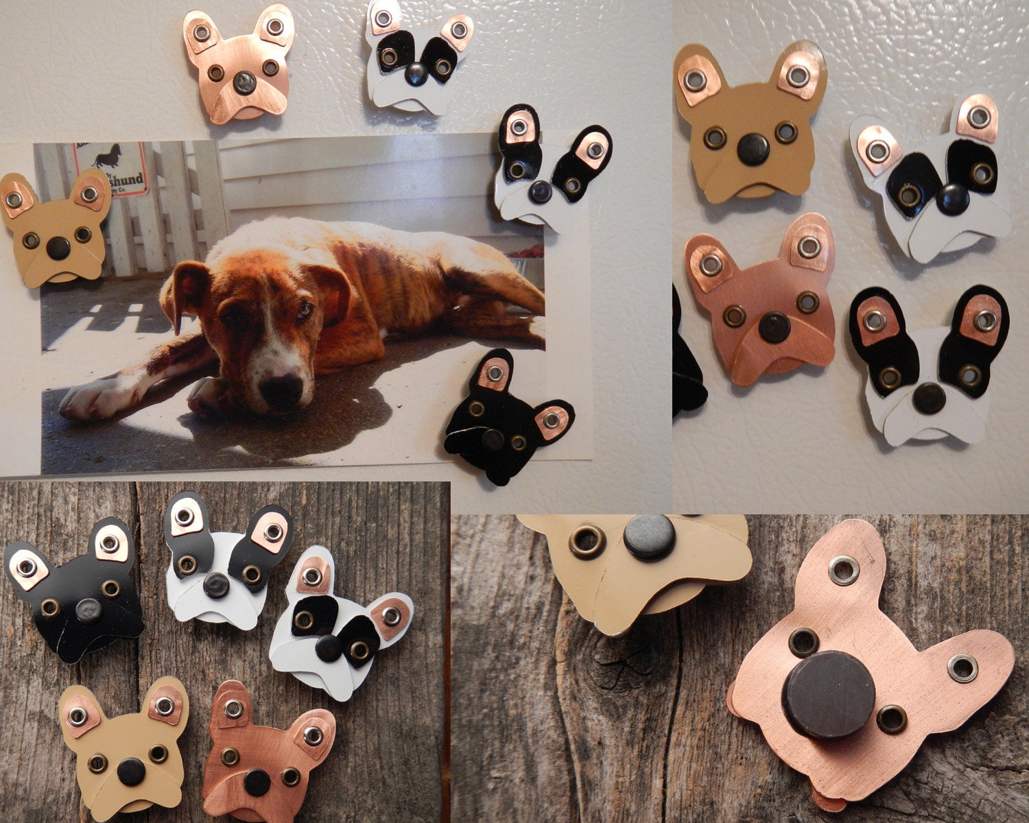 Refrigertor Magnets Beagle, Frenchie, Schnauzer, Doxie, Pit Bull, Dog Pet Lover Aluminum Custom Rivets Stamped