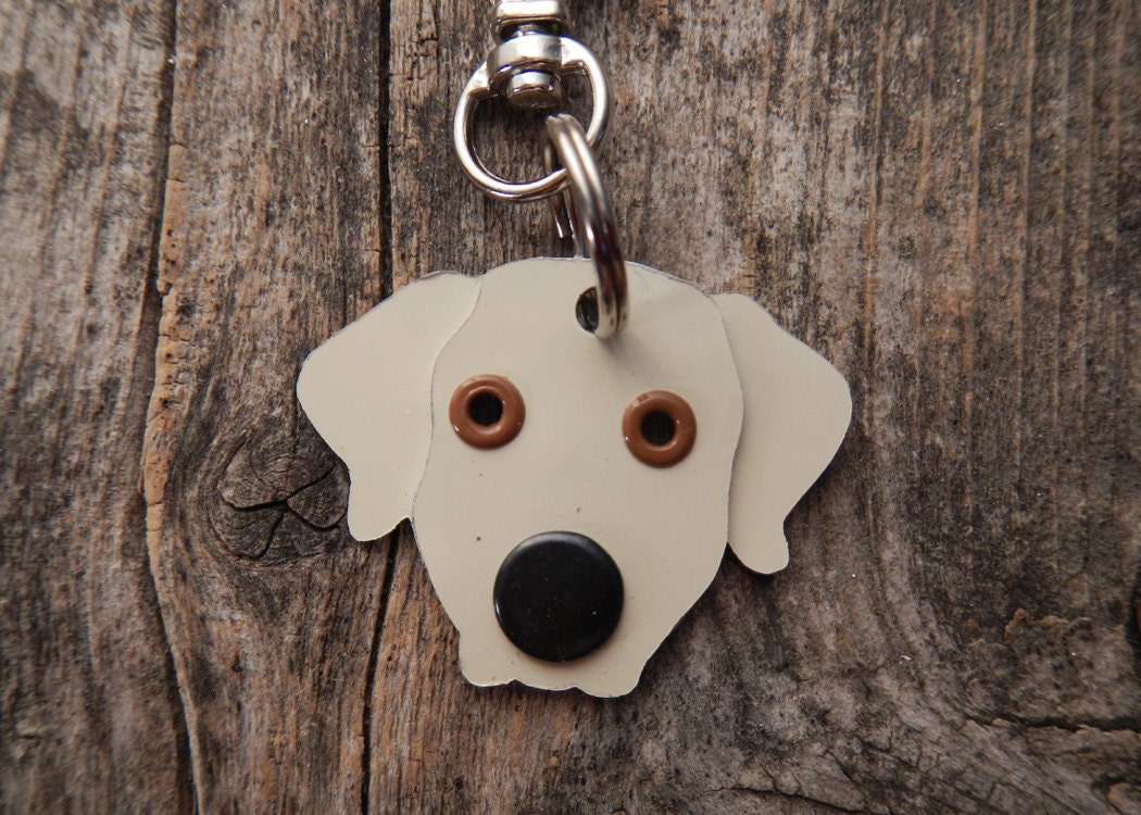 Keychain ID Key Chain Tag Golden Retriever Breed Dog Pet Lover Brass Custom Rivets Stamped