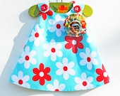 Plain Jane Lil Daisy - Baby Girls Dress - Handmade Rosette Flower - Blue - Summer Dress Pattern - Gratuation Dress - 3M to  4T