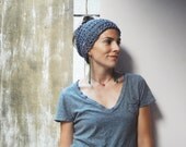 Knit Headwrap in GRAY - dreadlocks headband - lace knitted cowl scarf - lightweight circle scarf grey - gift under 25 - feminine accessories