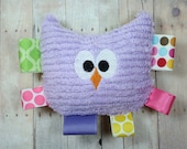 Modern Floral Baby Rattle Teether, Owl Plush Baby Rattle and Tag Toy and Teether by JuteBaby