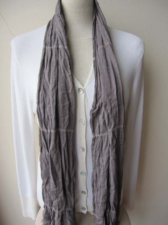 Washed Brownish taupe Scarf, 2013 fashioN-women-MeN SCARVES ,crinkle fabric,cotton,viscose-Turkey