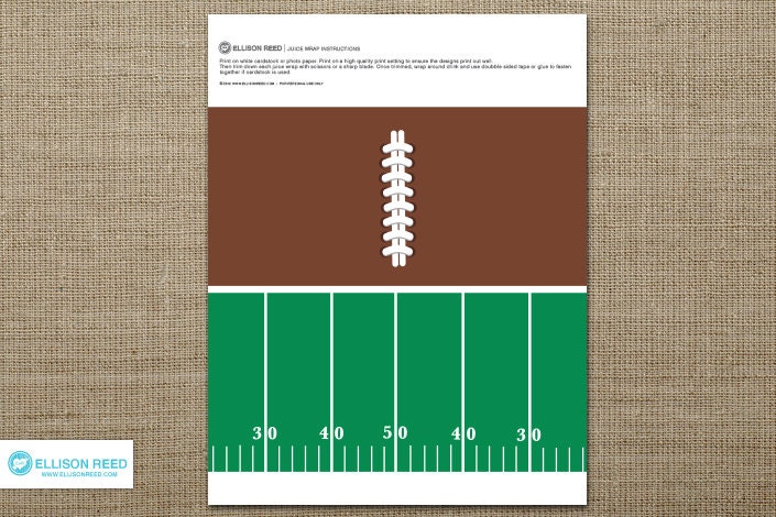 Football Printable - Football juice wrap - Football Birthday - printable party - Sports Birthday - tailgate - Football Watch Party Il_570xn