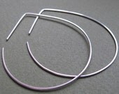Lotus Petal Hoop Earrings - Sterling Silver Teardrop / Open Leaf Hoops 2 inch - Modern Jewelry