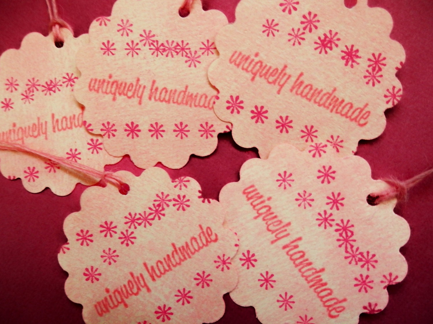 5 Handmade Stamped And Inked  Tags
