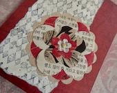 OOAK  Paper Flower Card - Dimensional - Asian Harlequin Repurposed Upcycled