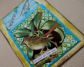 OOAK Art Collage and Ink Card "Let Your Art Free You" - Library Card (removable) and Pocket
