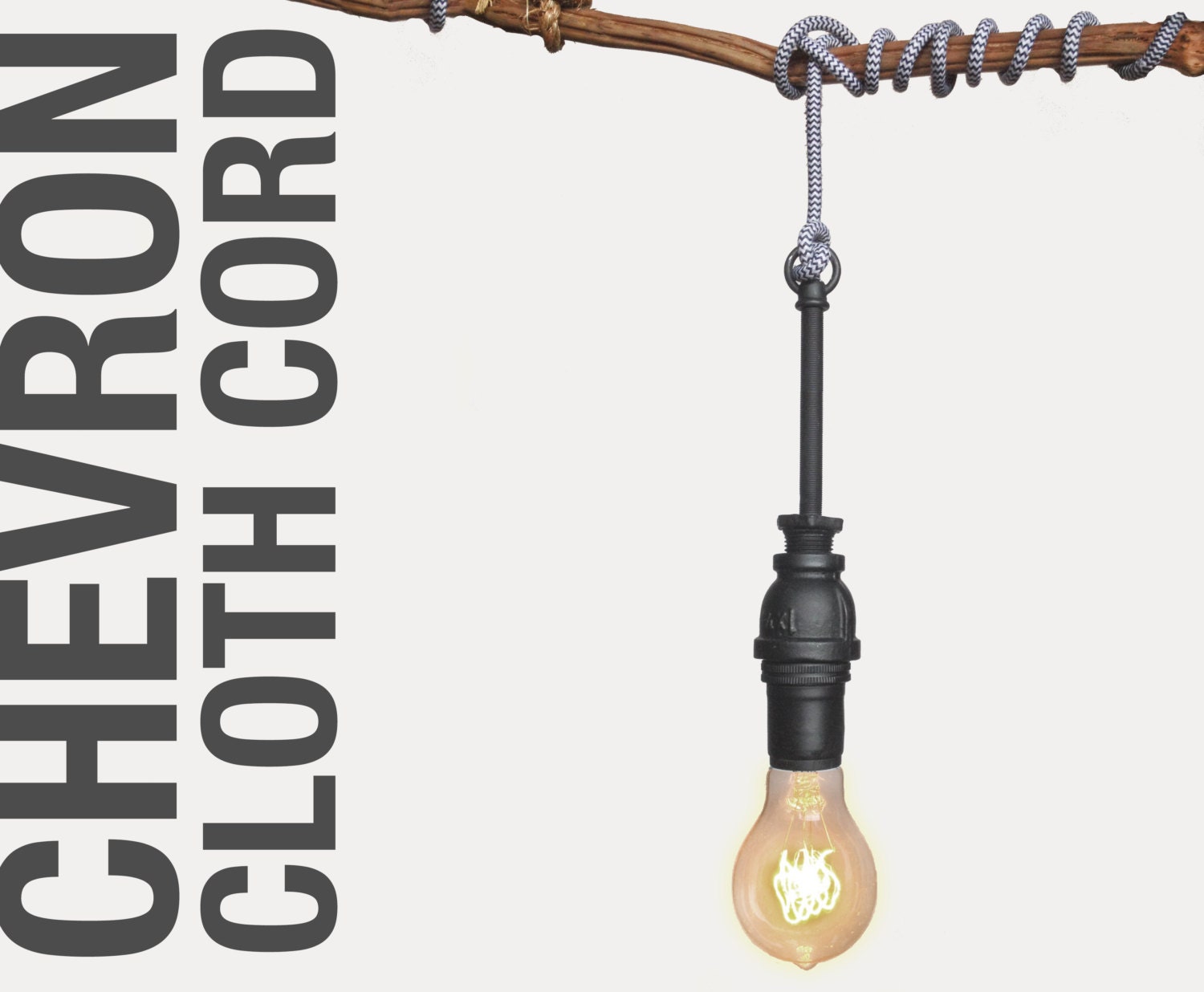 Chevron Cloth Cord Pipe Industrial Vintage Pendant Light