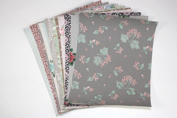 Vintage Wallpaper Sample Collage Pack (12 Sheets, 8 1/2 in. x 10 1/2 in.)