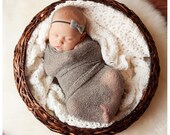 Newborn Stretch Knit Baby Wrap with Matching Bow Headband