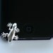 silver phone charm - Gecko headphone jack plug for iPhone5