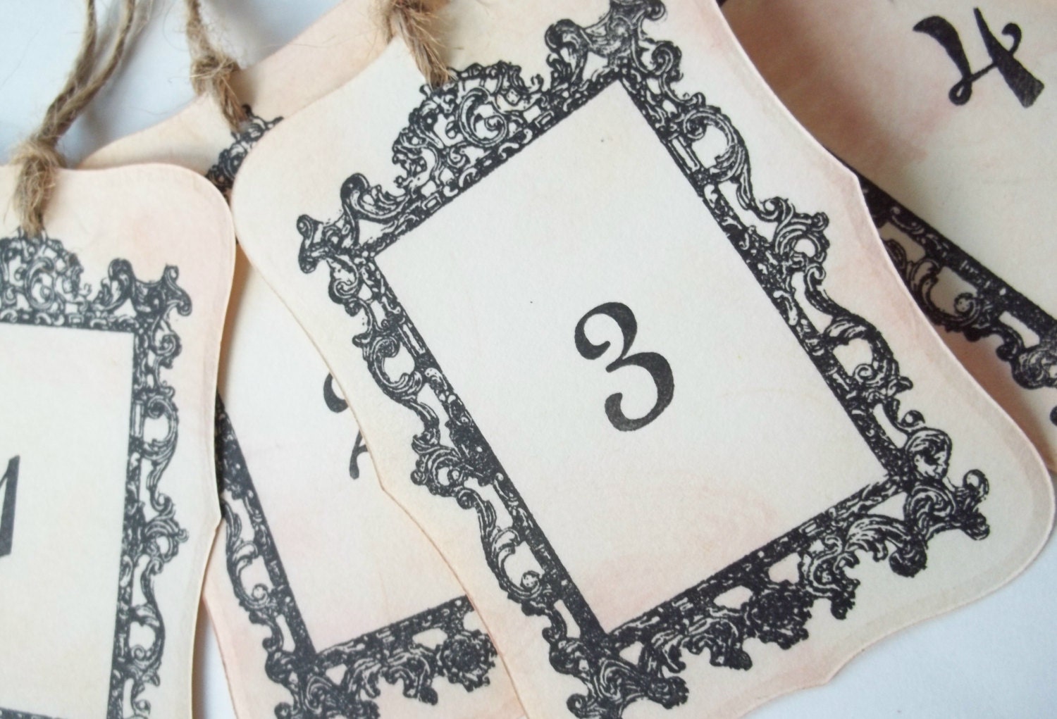 Table Numbers, Table Number Cards, Wedding Table Number Tags ,Shabby, Rustic- Black