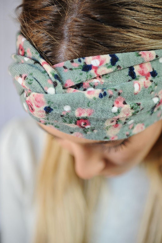 Floral Turband HeadBand Knit Hair Band Stretchy Women's Hair Wrap Knit Sweater Material
