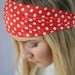 Red Polka Dot Head Wrap Stretchy Headband Head Scarf Women's wide hair band urban turban head wrap headband