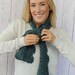 Dusty Teal Oversized Crochet Bow Scarf Long Women's Winter Lacy Scarf Cute Bow Scarf