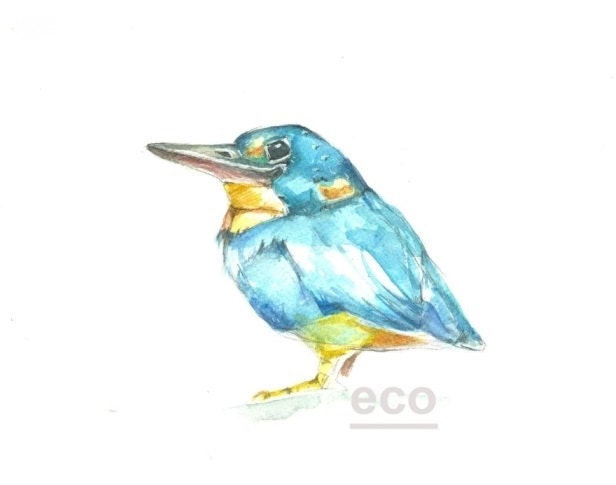 10x8 inch Kingfisher Original Watercolour painting