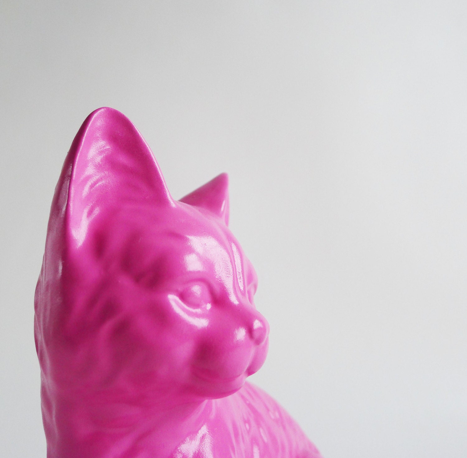 Bubblegum Pink Up-Cycled Cat Ornament / Figurine / Home Decor By Trash Things