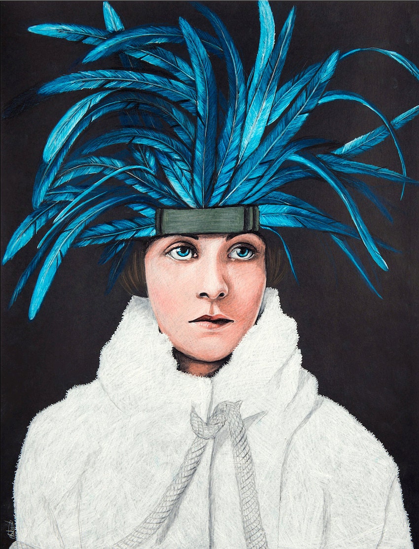 Giclee Print // A3 // 17''x12'' // twenties flapper illustration // portrait // doe eyed foe
