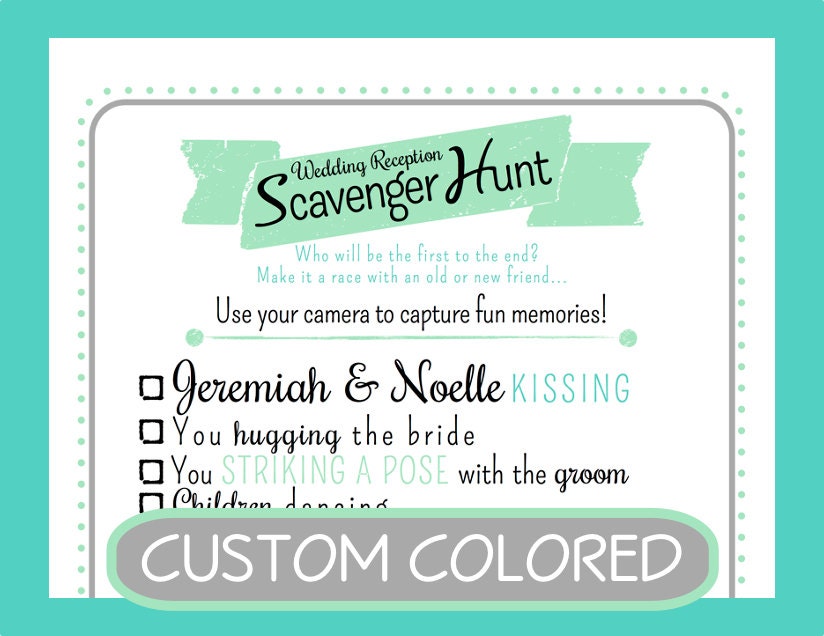 Photo SCAVENGER HUNT Wedding Reception Game - Children and Adults - Photo / Camera - Customizable PDF