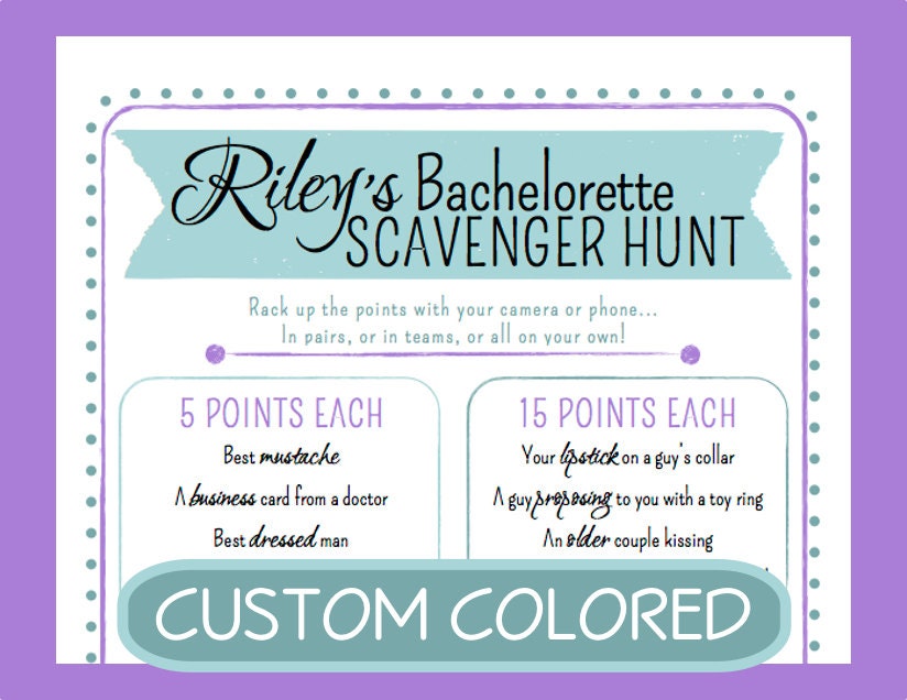 Bachelorette SCAVENGER HUNT - Photo/ Camera/ Phone Game - Clean - Customizable PDF