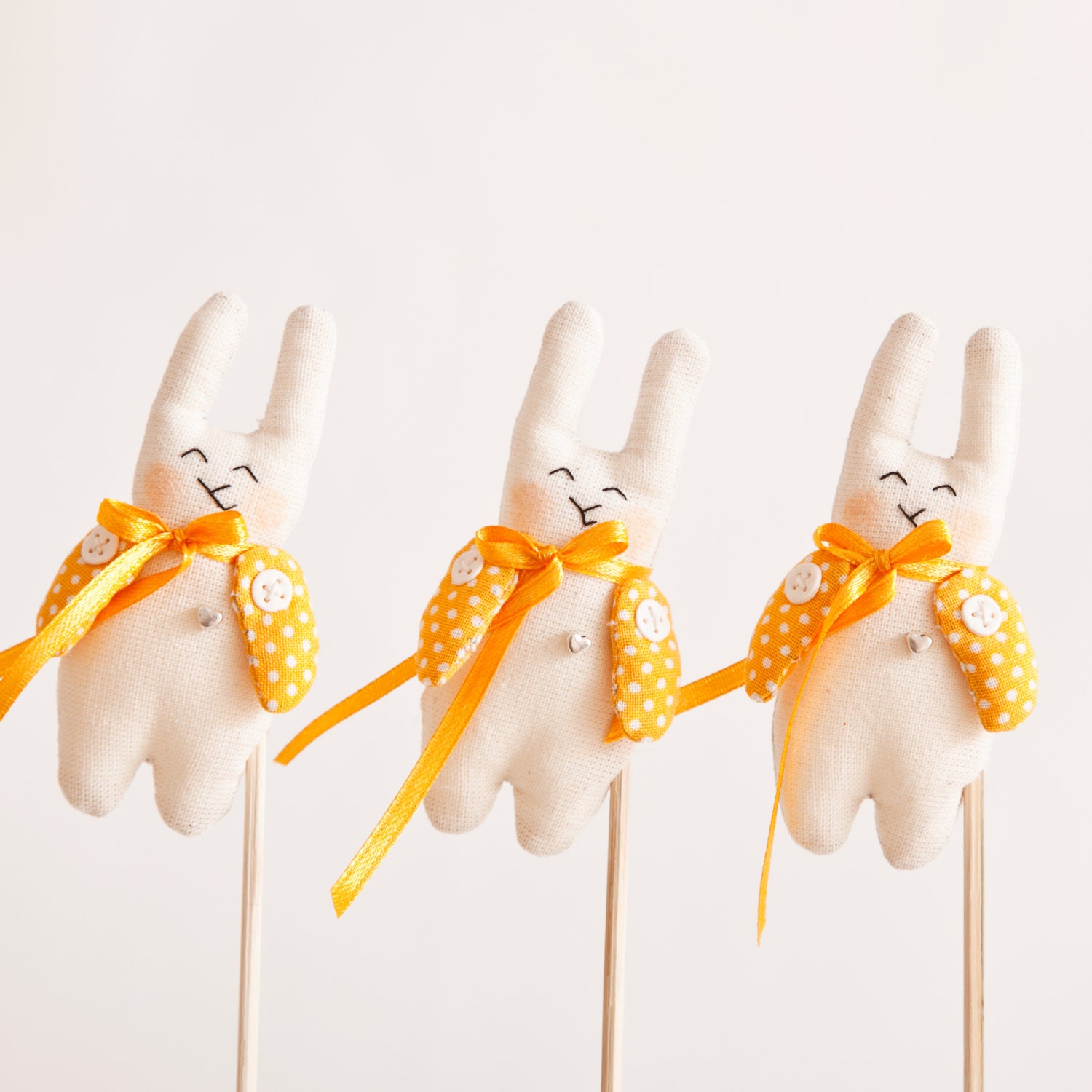 Rabbits handmade. Garden Decor. Set of 3. Art. Decorative Toys For Room. Child's Room Decoration