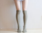 Lacy knit summer knit knee socks Satin bow over knee socks Thigh high Boot socks leg warmer Sexy pin up retro gift