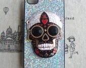 Steampunk Skull Silver bling glitter hard case For Apple iPhone 4 case iPhone 4s case cover
