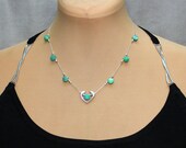 Green Russian Amazonite, Sterling Silver, Elegant, Feminine, Fine Necklace