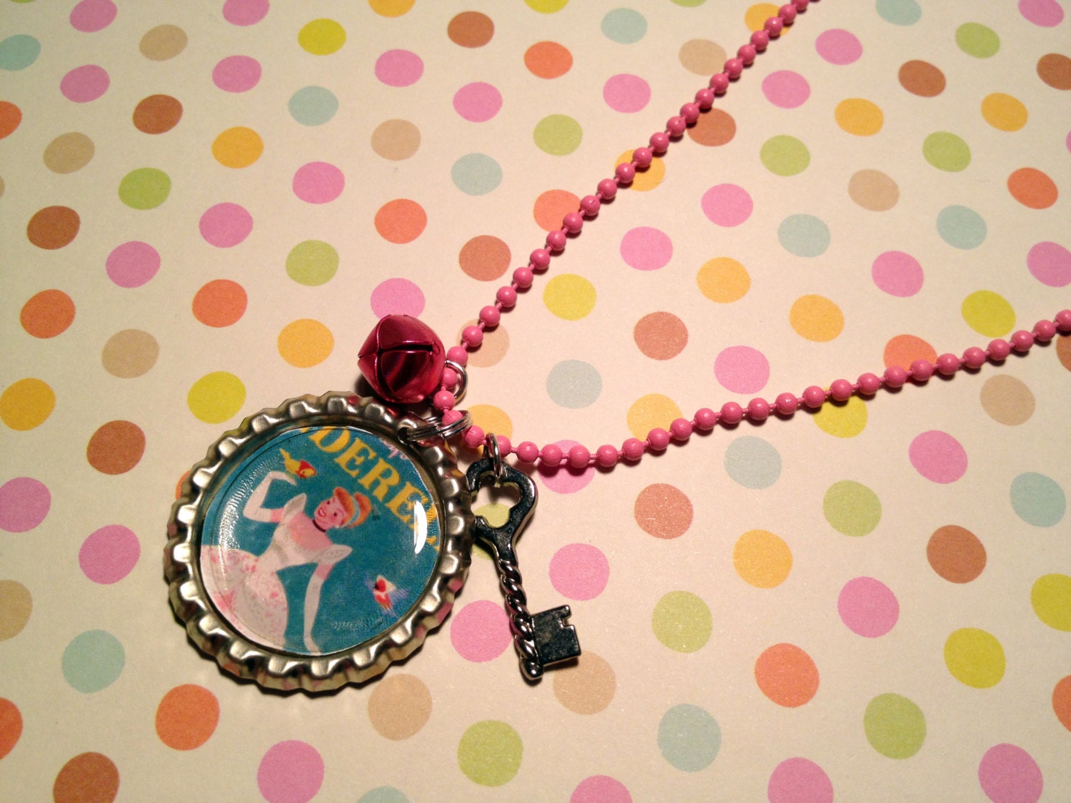 Vintage Cinderella Bottle Cap Necklace
