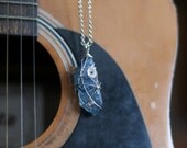 Blue Wire Wrapped Crystal Necklace