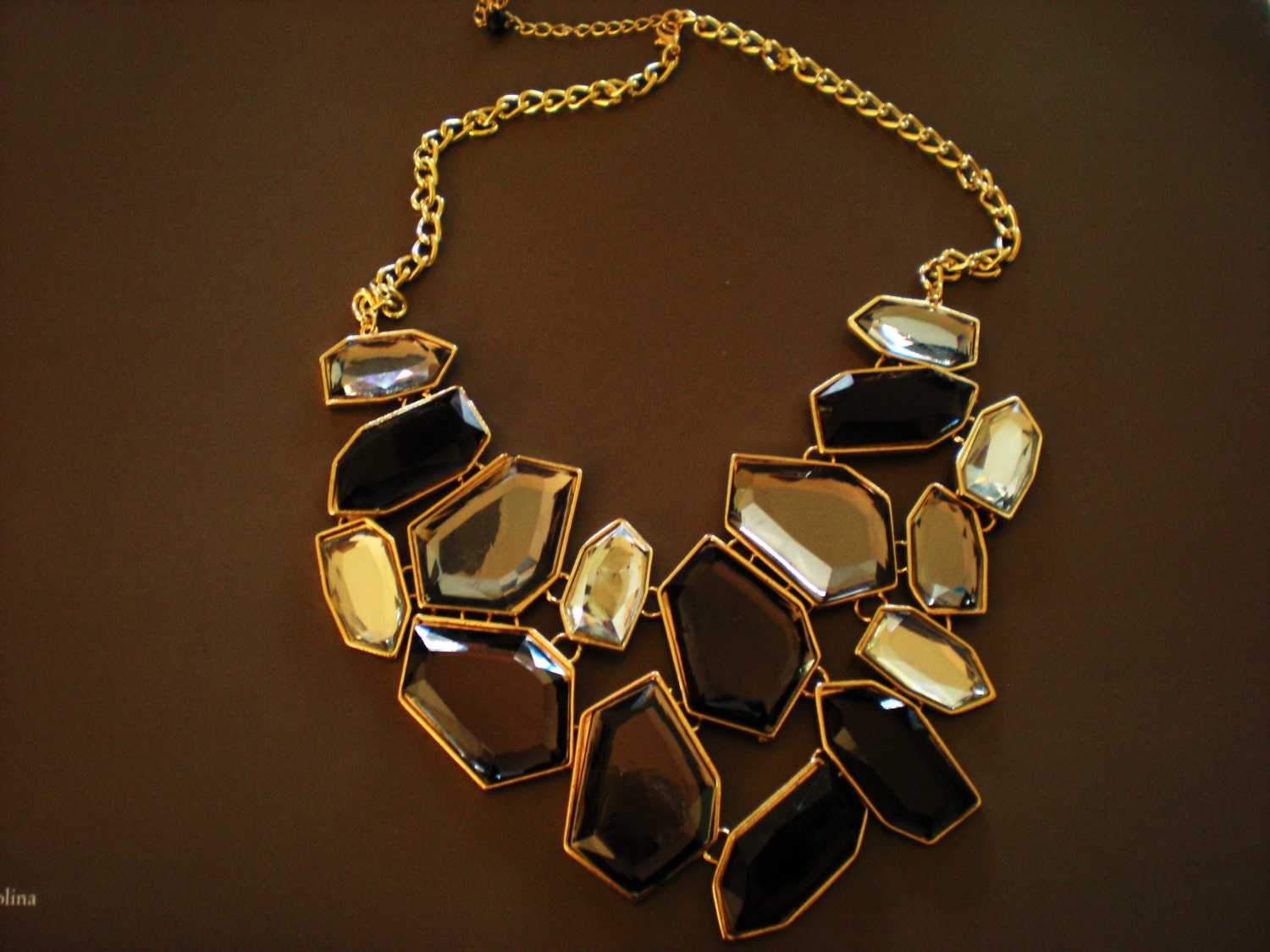 Shades of Grey Gold Bib Necklace