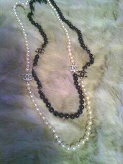 Black & White or White Long Pearl Necklace