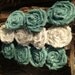 Set of 11 Teal and Cream Burlap Flowers - Burlap Rosettes