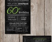 Modern Chalkboard Surprise Birthday Invite with Matching Mailing Label - You Print or We Print For You