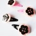 Flower Hair Clips, Baby Pink and Black Pretty Buttons So Cute