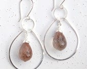 Copper Rutilated Quartz & Sterling Silver Two Tier Chandelier Earrings