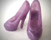 Purple Sparkle Satin Chunky Heel Monster High Shoes for Dolls - Dollicious Customs