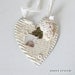 Romantic White Heart Card Decoration - Shabby Chic Vintage Fairy Tale Story - Mixed Media Textile Collage Gift for Friend