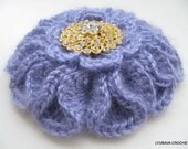 PDF Crochet Flower Brooch Tutorial Pattern, Unique Mohair Brooch Big Flower 3D Lyubava Crochet Pattern number 86