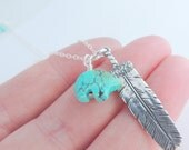 Turquoise Jewelry, Feather Pendent, Handmade Sterling Silver Jewelry Feather Necklace, Turquoise, Southwest Jewelry.