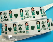 3 yards 7/8" GIRL SCOUTS Printed Grosgrain Ribbon
